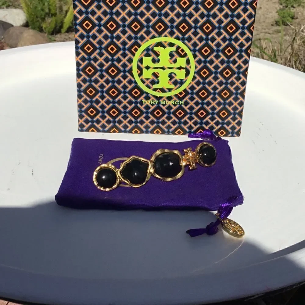 TORY BURCH KIRA 18 K GOLD PLATED BARRETTE HAIR ACCESSORIES